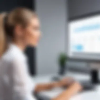 A salon manager analyzing customer feedback through software analytics