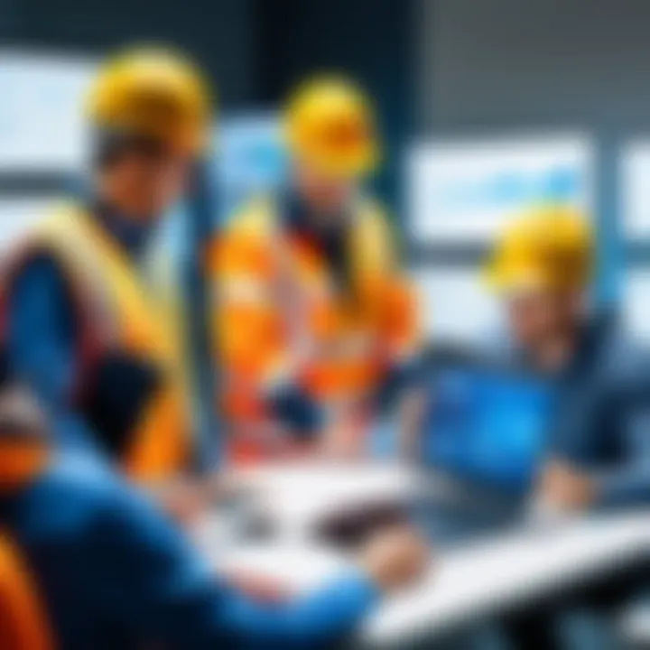 Collage of construction professionals collaborating
