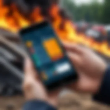 Mobile application interface for fire management solutions enhancing on-site safety.