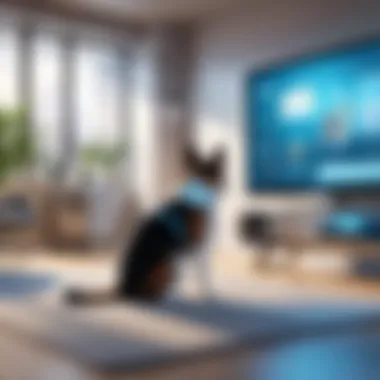 Future Trends in Pet Care Technology Trends in pet care technology illustrated in a futuristic setting