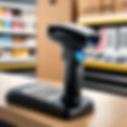 A barcode scanner in action during a retail transaction