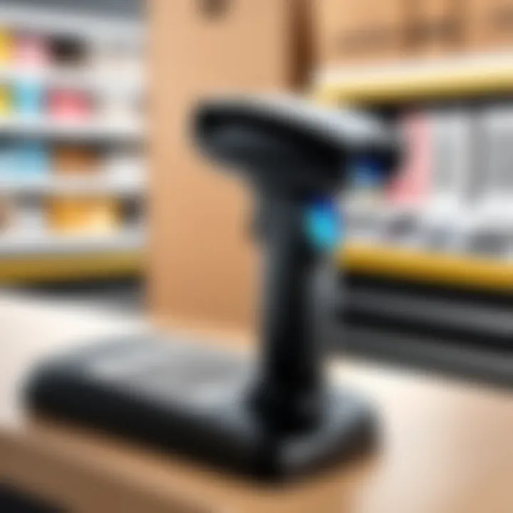 A barcode scanner in action during a retail transaction