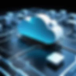 A conceptual illustration of cloud computing integrated with CAD systems.