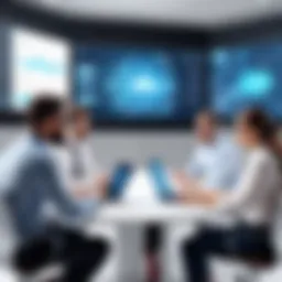 A diverse team engaging in a virtual brainstorming session using collaboration software.