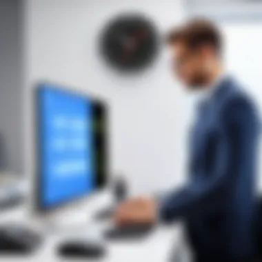 An office manager implementing a time clock system with a positive demeanor