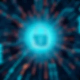 A conceptual illustration of data privacy with digital locks and binary code.