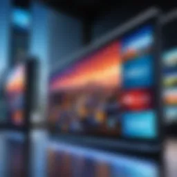 Dynamic video display showcasing various applications of signage software in a corporate setting