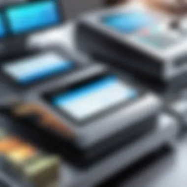 Futuristic concept of cash register systems in retail landscape